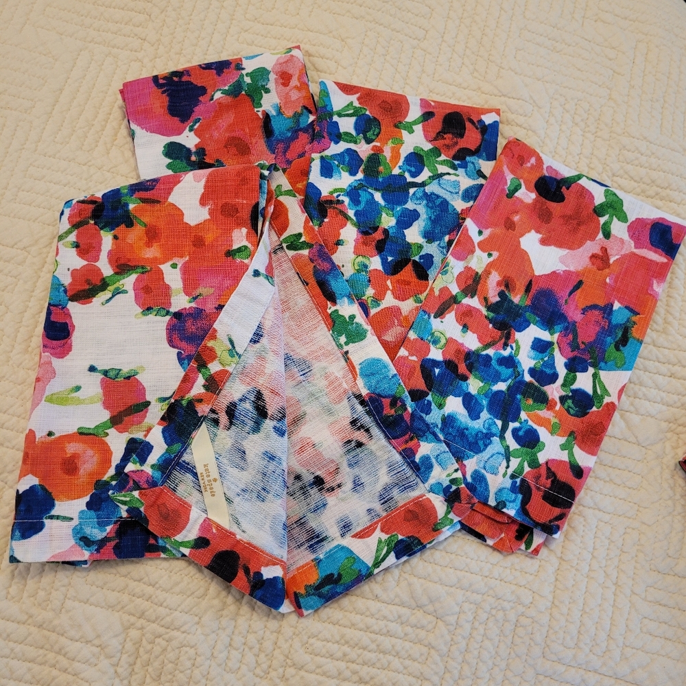 Kate Spade 4x Napkins And Runner Floral Print Table Linens Set
